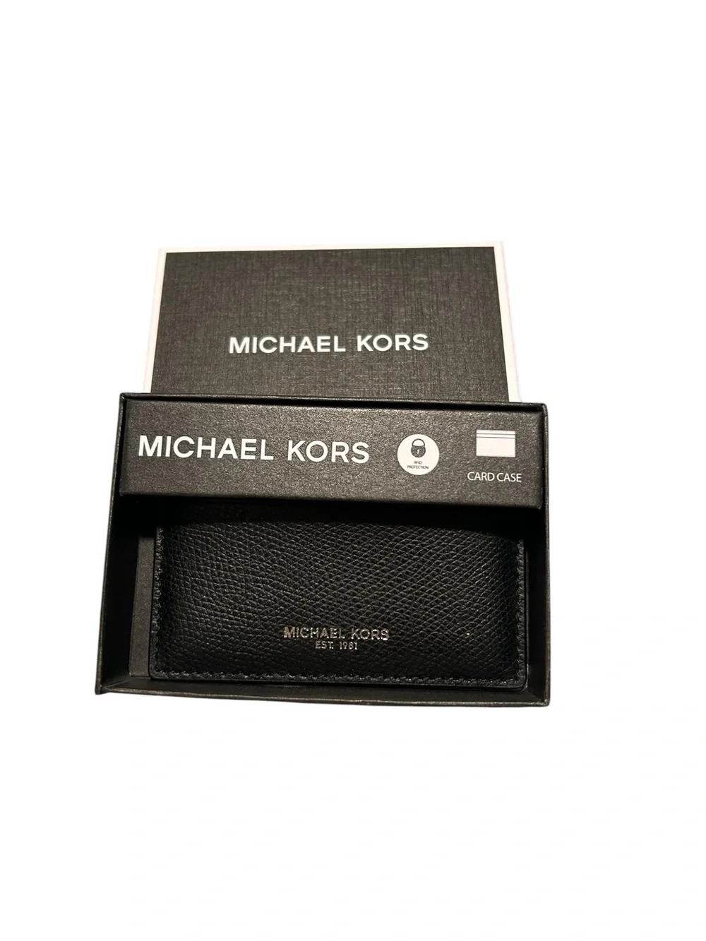 Michael Kors Black Leather Card Case NEW Giftable